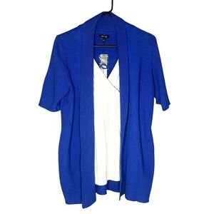 APT. 9 NWT Women's One Piece Shirt With Attached Open Front Cardigan Blue M